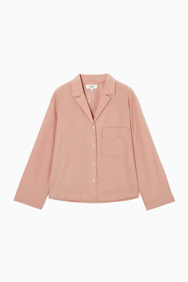 COS Striped Silk-blend Pyjama Shirt Pink / Striped