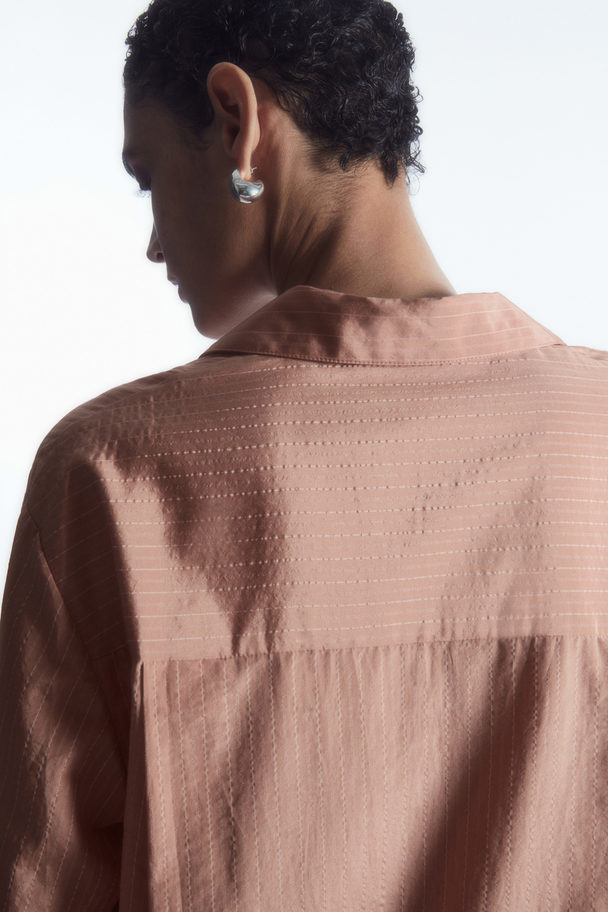 COS Striped Silk-blend Pyjama Shirt Pink / Striped