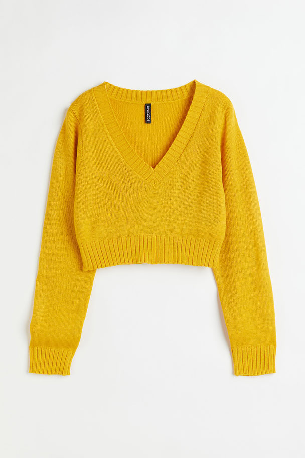 H&M Cropped Pullover Gelb