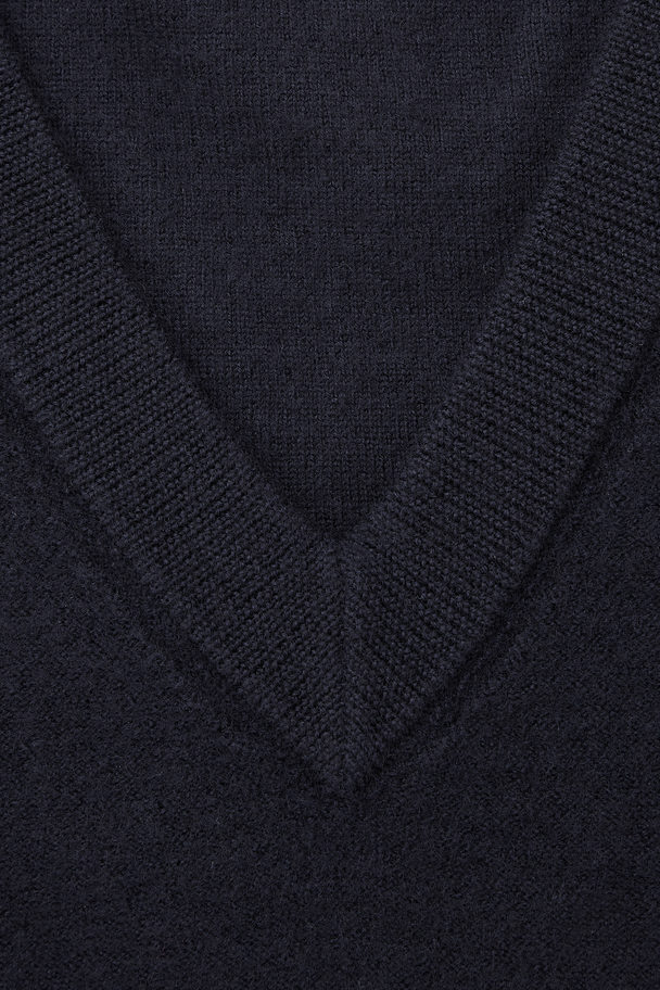 COS V-neck Boiled-wool Vest Dark Navy