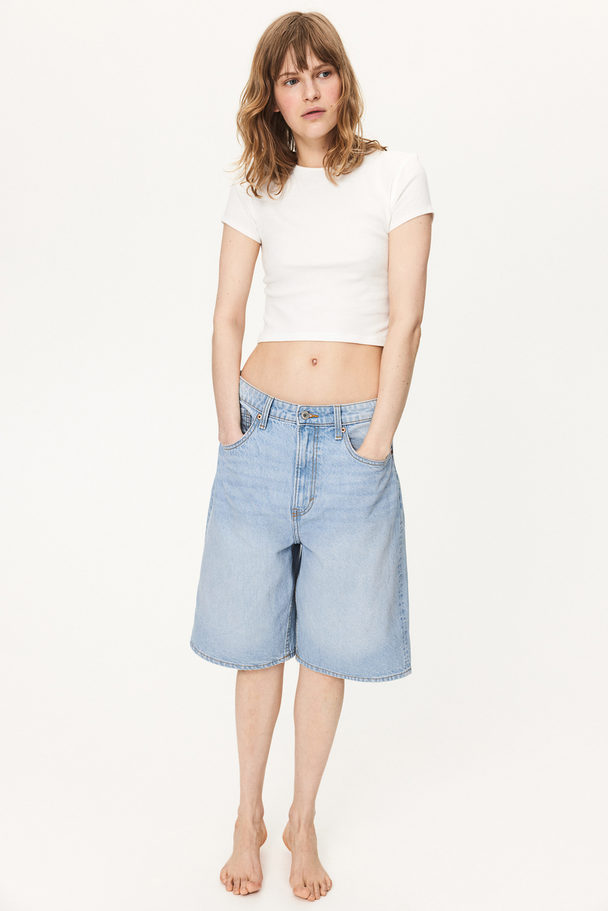 H&M Bermuda Baggy High Denimshorts Lys Denimblå