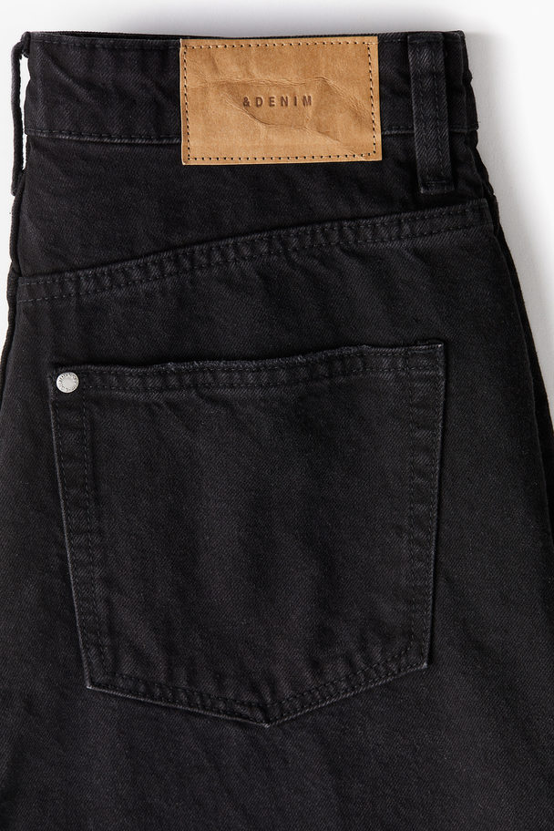 H&M Bermuda Baggy High Denimshorts Schwarz