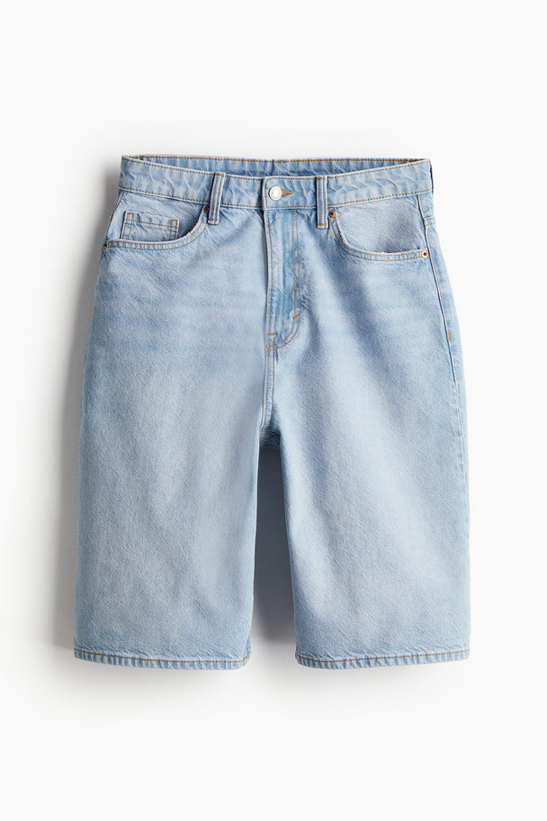 H&M Bermuda Baggy High Denim Short Licht Denimblauw