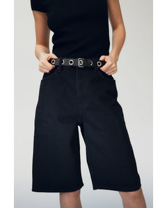 Bermuda Baggy High Denimshorts Schwarz