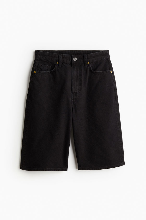 H&M Bermuda Baggy High Denimshorts Schwarz