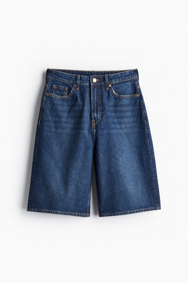 H&M Bermuda Baggy High Denimshorts Dunkles Denimblau