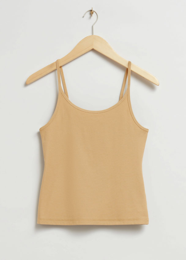 & Other Stories Ribbed Vest Top Dusty Beige
