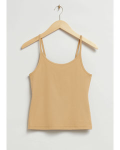 Ribbed Vest Top Dusty Beige