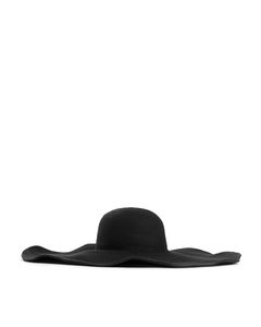 Wide Brim Straw Hat Black