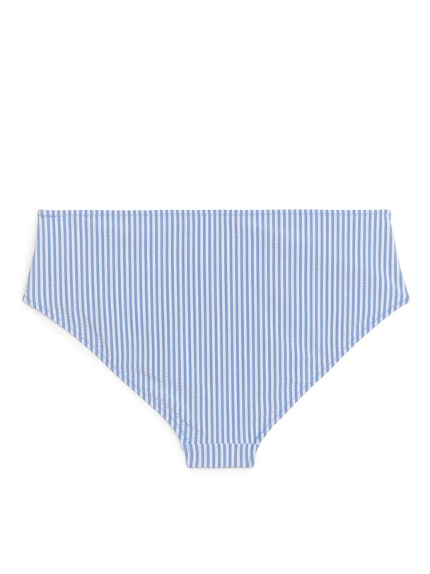 ARKET Seersucker-Bikinihüfthose Blau/Weiß