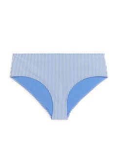 Seersucker-Bikinihüfthose Blau/Weiß