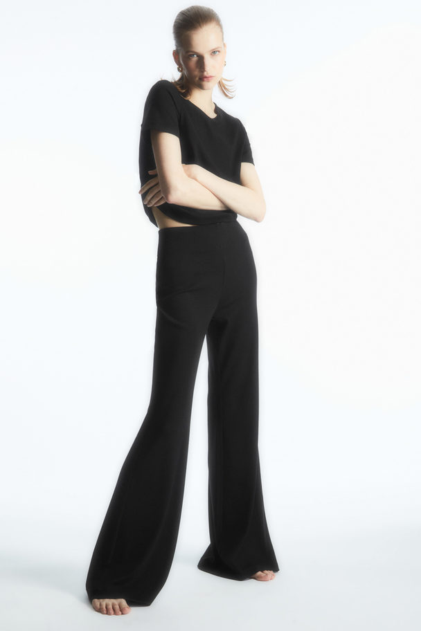 COS Kick-flare Jersey Trousers Black
