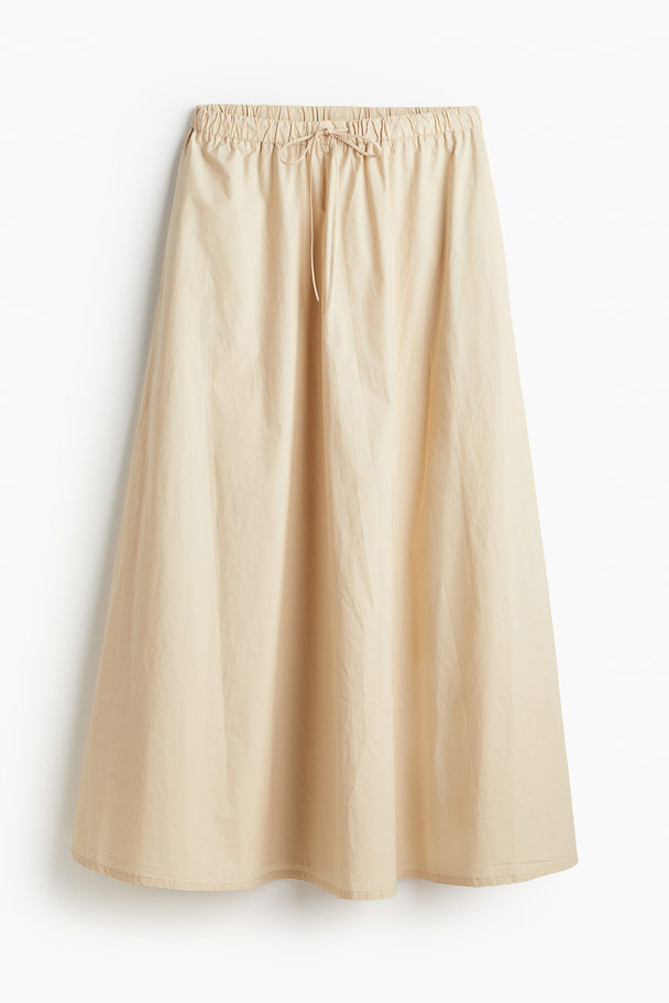 H&M Tellerrock aus Popeline Hellbeige