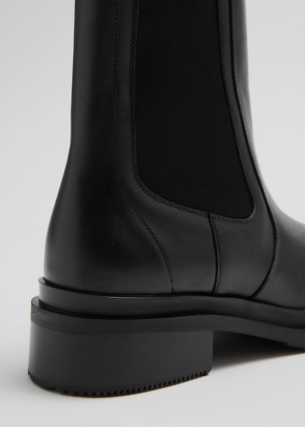 & Other Stories Chelsea Leather Boots Black