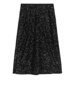 Mid-length Sequin Skirt Black