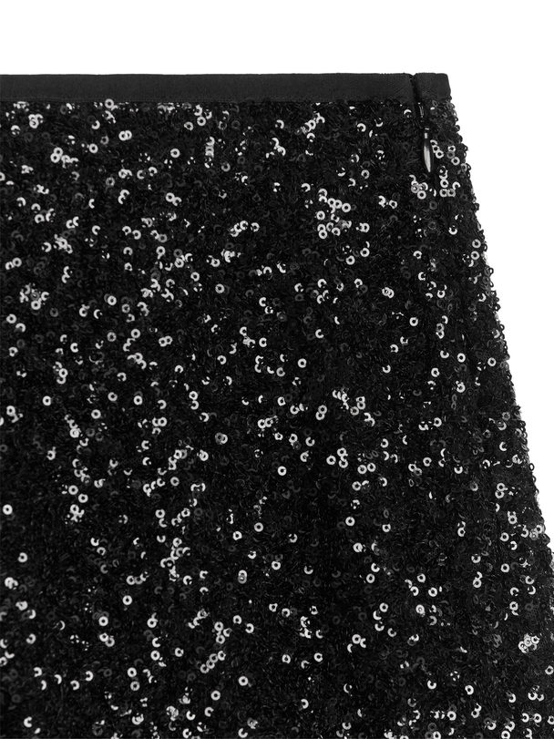 ARKET Mid-length Sequin Skirt Black