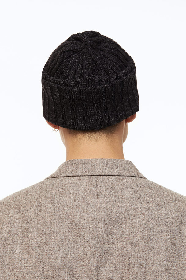H&M Rib-knit Hat Black Marl