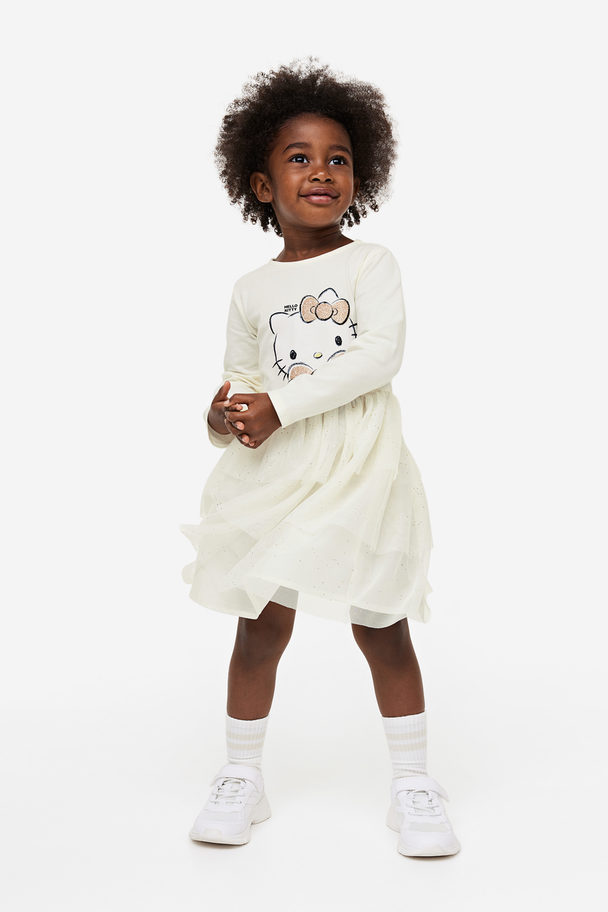 H&M Tulle-skirt Dress White/hello Kitty
