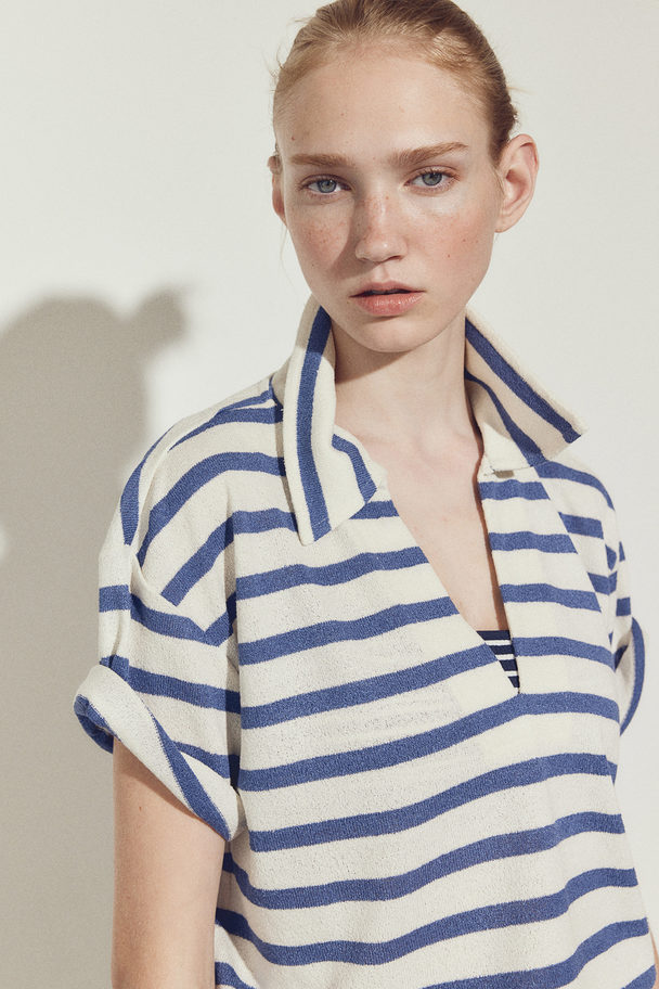 H&M Collared Top White/blue Striped