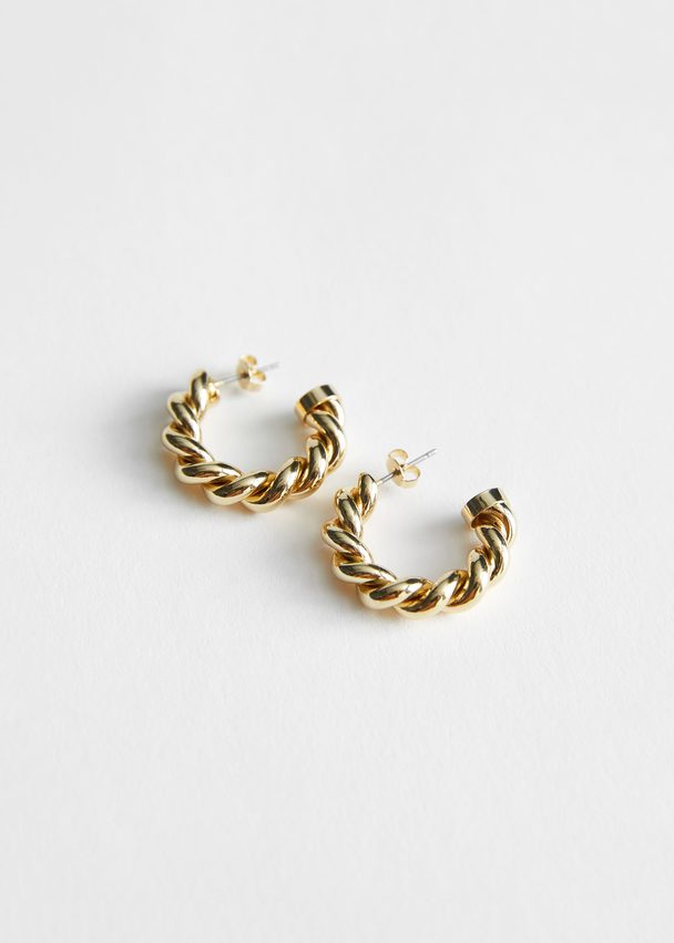 & Other Stories Twisted Sphere Hoop Earrings Gold