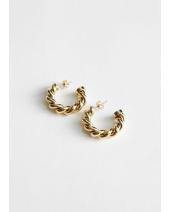 Twisted Sphere Hoop Earrings Gold