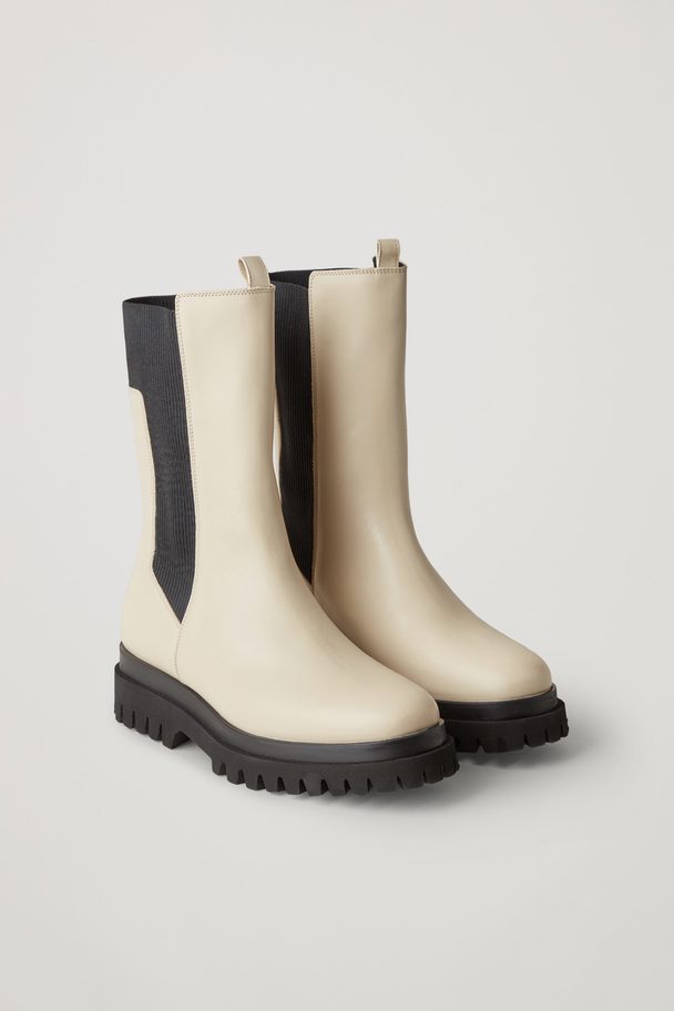 COS Chunky Leather Chelsea Boots Cream
