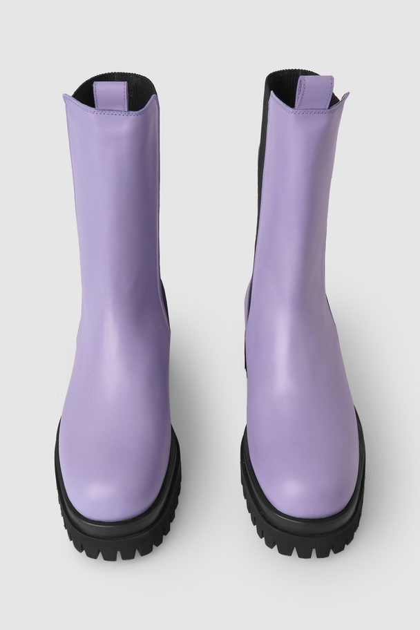 COS Chunky Leather Chelsea Boots Purple