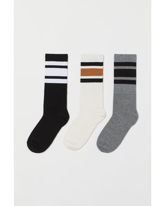 3er-Pack Socken Schwarz/Weiß/Graumeliert