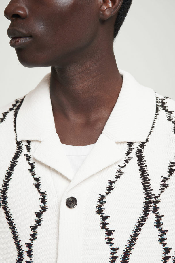 COS Abstract Argyle Knitted Shirt White