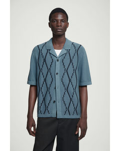 Abstract Argyle Knitted Shirt Turquoise