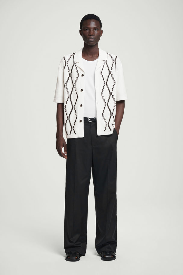 COS Abstract Argyle Knitted Shirt White