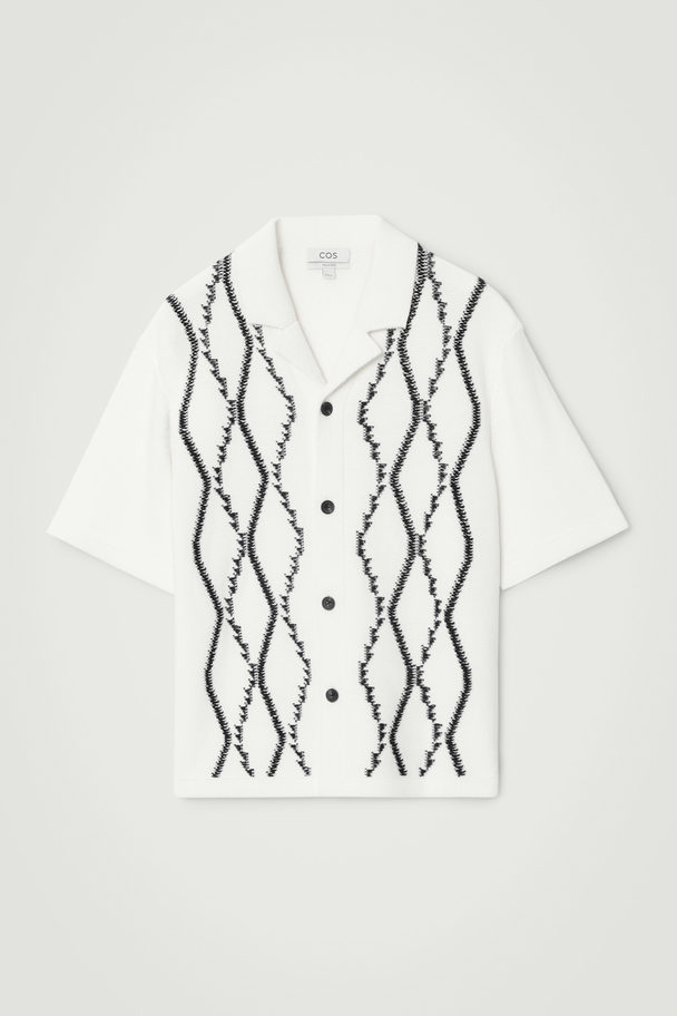 COS Abstract Argyle Knitted Shirt White