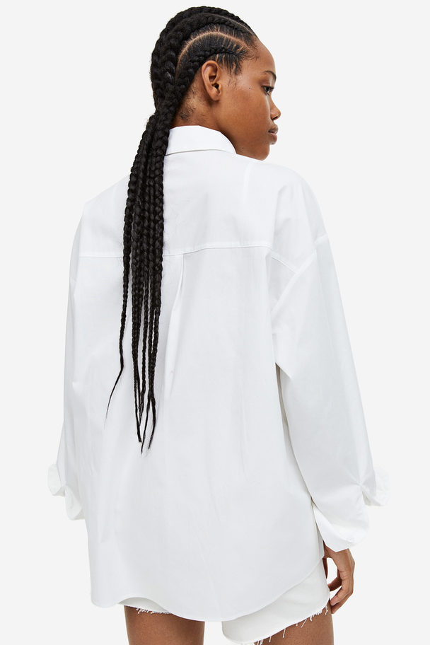 H&M Oversized Poplin Shirt White