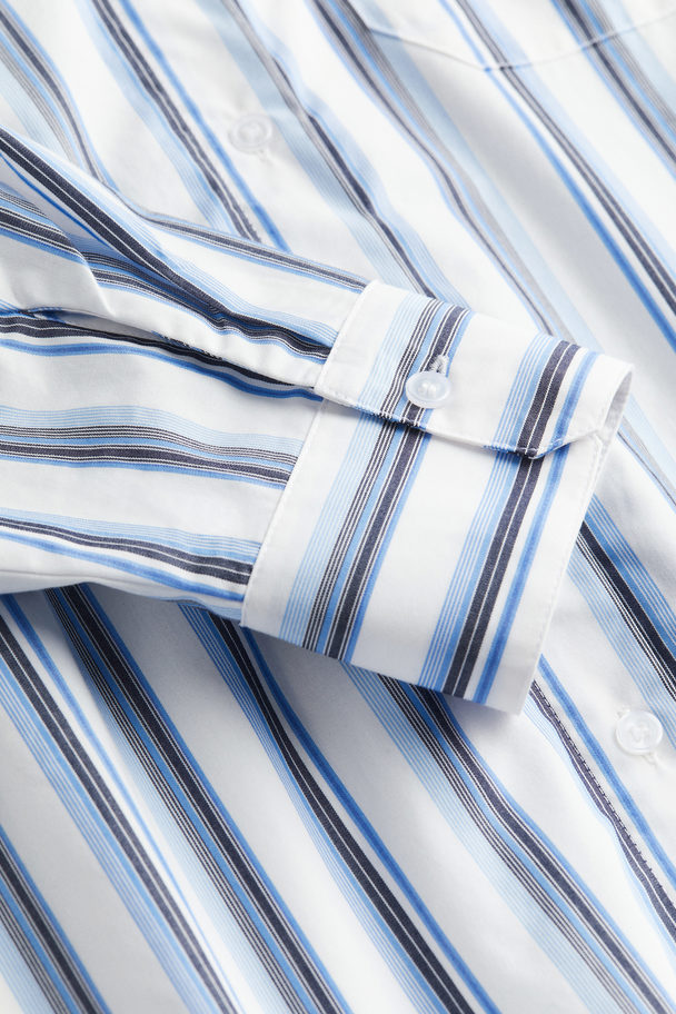 H&M Oversized Skjorte I Poplin Hvit/stripet