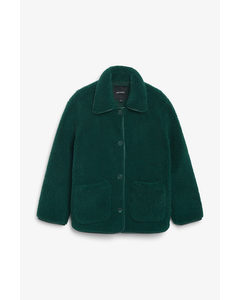 Teddy Faux Fur Jacket Dark Green