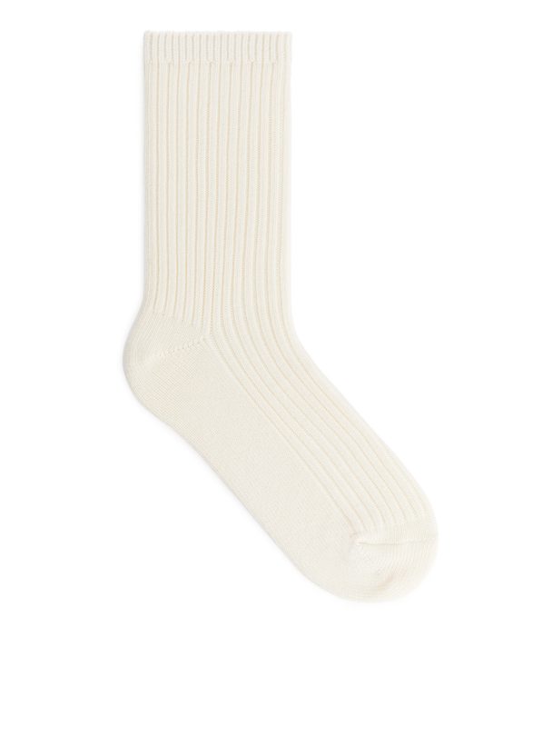 ARKET Chunky Cotton Rib Socks Off White