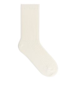Chunky Cotton Rib Socks Off White