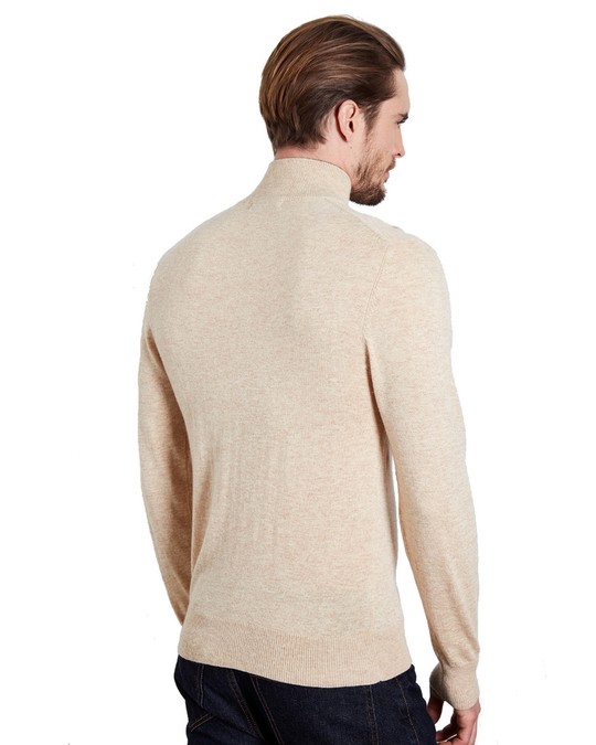William de Faye Half-buttoned Sweater Camel Heathe Black