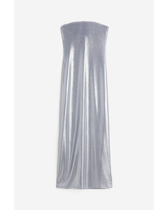 Shimmering Metallic Bandeau Dress Silver-coloured