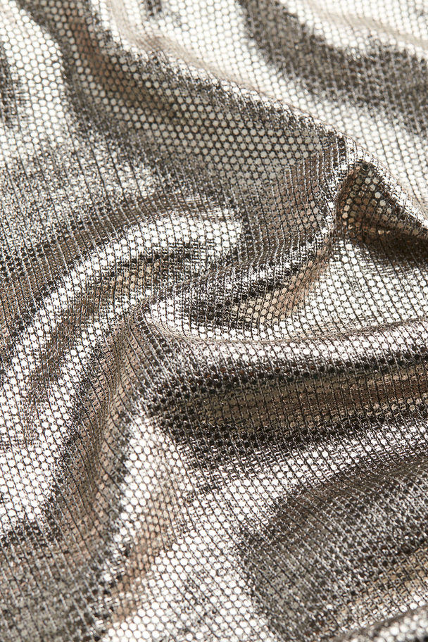 H&M Drapiertes Jerseykleid Silberfarben