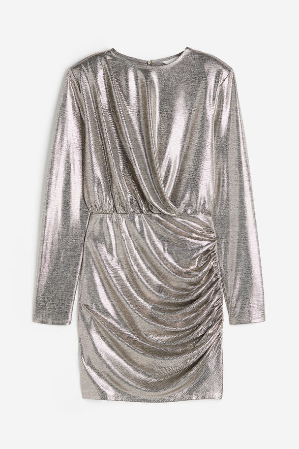 H&M Drapiertes Jerseykleid Silberfarben