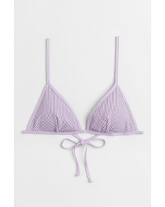 Ribbed Triangle Bikini Top Light Purple