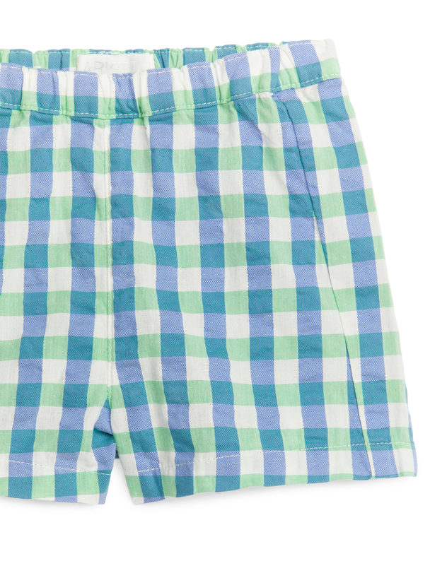 ARKET Seersucker Shorts Green/blue