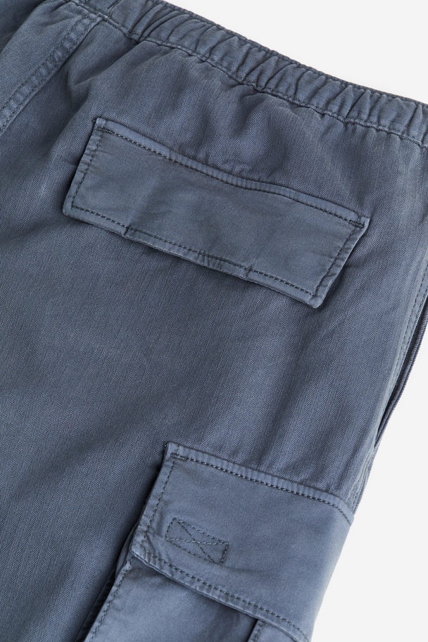 H&M Loose Fit Cargo Trousers Dark Blue