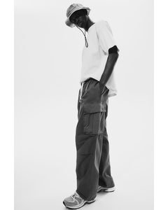 Loose Fit Cargo Trousers Dark Grey-green
