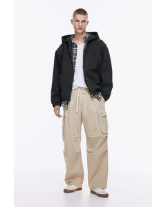 Loose Fit Cargo Trousers Beige