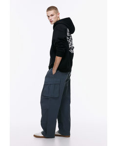 Loose Fit Cargo Trousers Dark Blue