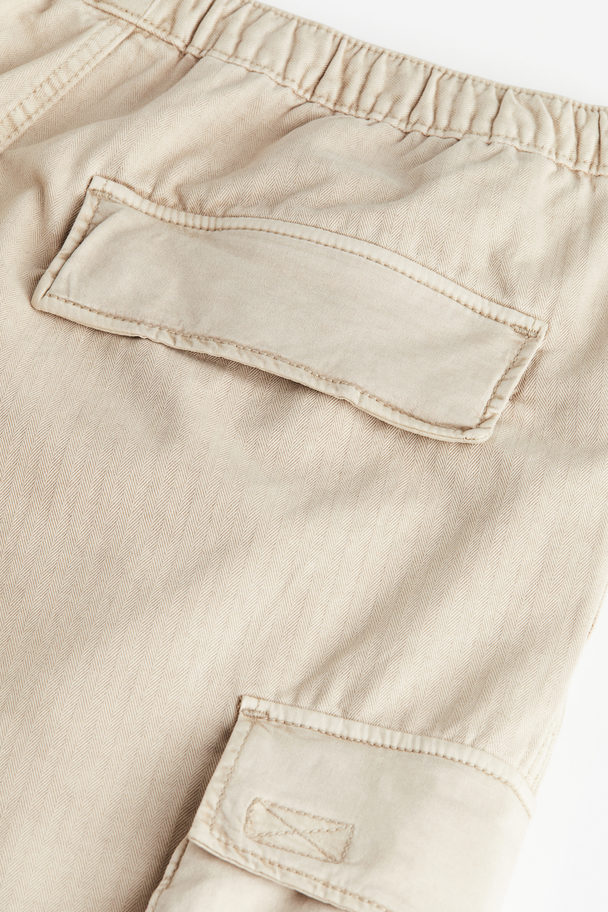 H&M Loose Fit Cargo Trousers Beige