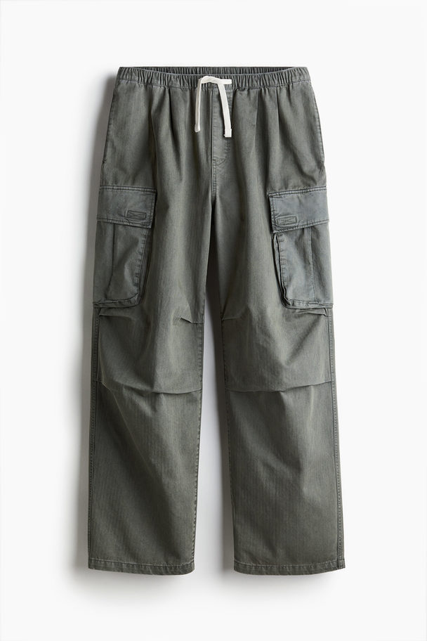 H&M Loose Fit Cargo Trousers Dark Grey-green