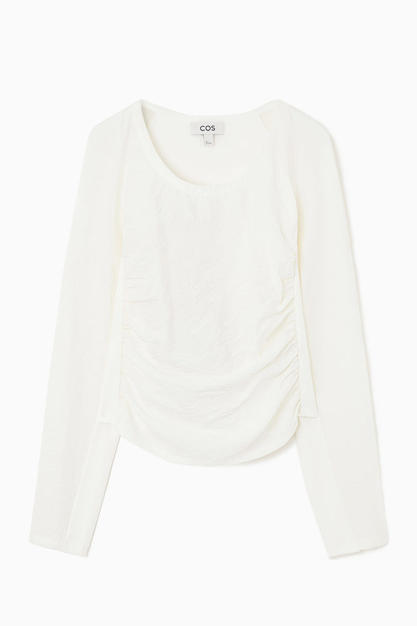 COS Silk-panelled Scoop-neck Top Ivory